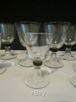 Vtg Daum Nancy Smoke Glass Wine Glasses Large & Small Set of 9 Signed FRANCE