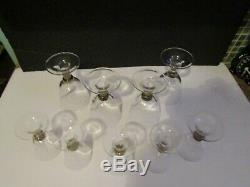 Vtg Daum Nancy Smoke Glass Wine Glasses Large & Small Set of 9 Signed FRANCE