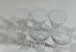 Vtg FOSTORIA -MULBERRY- Claret Wine Etched BLOWN Clear Glass. SET OF 6, MINT