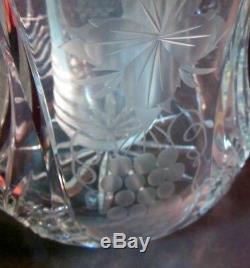 Vtg GERMAN Silverplate & Crystal Water Wine Claret Pitcher Barware Ice Insert