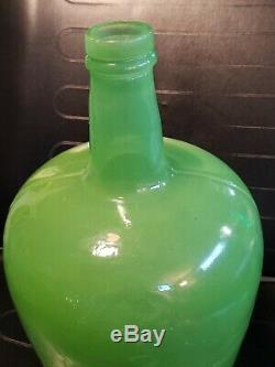 Vtg Huge 14 tall green depression glass water jug Demijohn Old bottle