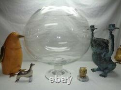 Vtg Huge Art Glass Goblet Fish Bowl Terrarium Vase Beer Wine Snifter Bar Decor