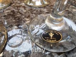 Vtg J. Preziosi Italian Wine Glass Set Gold Rim Lavorato A Mano 6 Boxed Set
