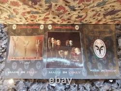 Vtg J. Preziosi Italian Wine Glass Set Gold Rim Lavorato A Mano 6 Boxed Set