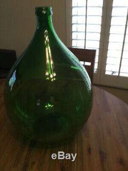Vtg Large 24 Italian Green Glass Demijohn Carboy Wine Bottle Plastic Protector