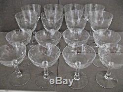 Vtg Lot 16 Vintage Antique Cut Etched Champagne Wine Water Sherbert Glasses