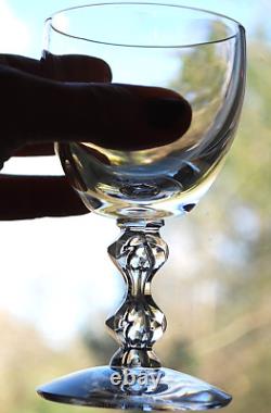 Vtg MCM Set 10'OLYMPIA' TIFFIN FRANCISCAN Crystal Wine Glasses AIR BUBBLE STEMS