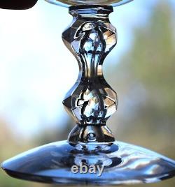 Vtg MCM Set 10'OLYMPIA' TIFFIN FRANCISCAN Crystal Wine Glasses AIR BUBBLE STEMS