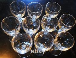 Vtg MCM Set 10'OLYMPIA' TIFFIN FRANCISCAN Crystal Wine Glasses AIR BUBBLE STEMS