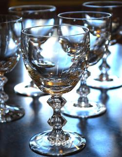 Vtg MCM Set 10'OLYMPIA' TIFFIN FRANCISCAN Crystal Wine Glasses AIR BUBBLE STEMS
