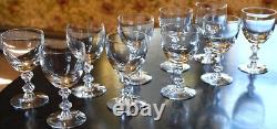 Vtg MCM Set 10'OLYMPIA' TIFFIN FRANCISCAN Crystal Wine Glasses AIR BUBBLE STEMS