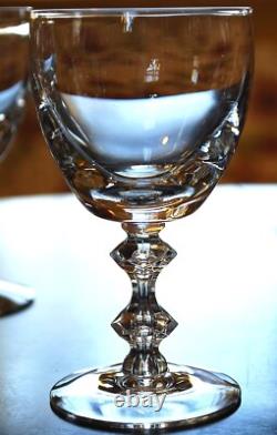 Vtg MCM Set 10'OLYMPIA' TIFFIN FRANCISCAN Crystal Wine Glasses AIR BUBBLE STEMS