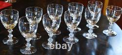 Vtg MCM Set 10'OLYMPIA' TIFFIN FRANCISCAN Crystal Wine Glasses AIR BUBBLE STEMS