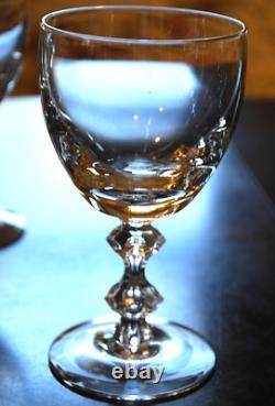 Vtg MCM Set 10'OLYMPIA' TIFFIN FRANCISCAN Crystal Wine Glasses AIR BUBBLE STEMS