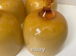 Vtg. Mcm italian Carlo Moretti cased art glass golden amber wine glass set/6 EUC