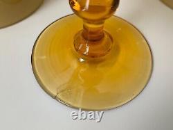 Vtg. Mcm italian Carlo Moretti cased art glass golden amber wine glass set/6 EUC