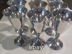 Vtg Midcentury Plator Silverstone Cordial Wine Glasses Set of 10 Silver plated