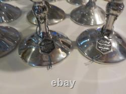 Vtg Midcentury Plator Silverstone Cordial Wine Glasses Set of 10 Silver plated