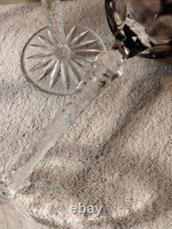 Vtg Nachtmann Bohemia Cut To Clear Crystal Wine Glasses 2 Blue 1 Red 2 Amethyst