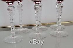 Vtg Nachtmann Traube Cut To Clear Crystal Decanter 6 X Wine Glasses Ruby Red