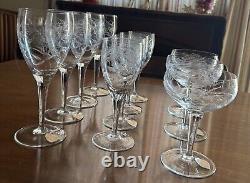 Vtg ROYAL HEIDEN WINE GLASSES SET OF 11 SINCE 1712 RARE Etched Lead Crystal