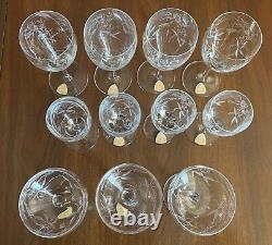 Vtg ROYAL HEIDEN WINE GLASSES SET OF 11 SINCE 1712 RARE Etched Lead Crystal