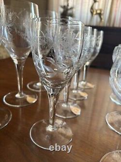 Vtg ROYAL HEIDEN WINE GLASSES SET OF 11 SINCE 1712 RARE Etched Lead Crystal