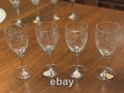 Vtg ROYAL HEIDEN WINE GLASSES SET OF 11 SINCE 1712 RARE Etched Lead Crystal