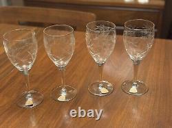 Vtg ROYAL HEIDEN WINE GLASSES SET OF 11 SINCE 1712 RARE Etched Lead Crystal