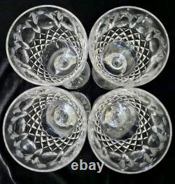 Vtg Rogaska Crystal Gallia Wine Glasses Rare 9.25T Set Of 4 Floral Etched EC