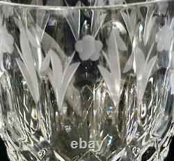 Vtg Rogaska Crystal Gallia Wine Glasses Rare 9.25T Set Of 4 Floral Etched EC
