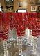 Vtg Ruby Red Cut-Lead Crystal Wine Glasses/Champagne Flutes Mixed Pattern Set/9