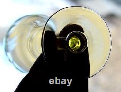 Vtg SET 14 Lancaster Yellow Topaz CUT FLORAL Wine Glasses ART DECO 1920s 4 5/8
