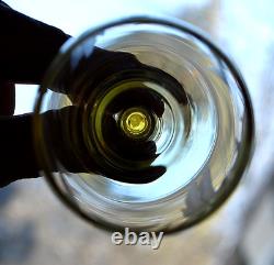 Vtg SET 14 Lancaster Yellow Topaz CUT FLORAL Wine Glasses ART DECO 1920s 4 5/8