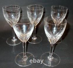 Vtg SET 5 BACCARAT Harcourt Crystal RED WINE STEMS GLASSES Stems France BAR