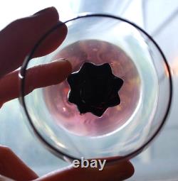 Vtg Set 10 AMETHYST PURPLE TWIST STEM WINE GLASSES Clear Bowl Hand Blown 7 1/8