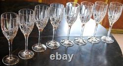 Vtg Set 10 MIKASA Cut Crystal'UPTOWN' Swirl Cut Wine Glasses 8 1/8 PRISTINE