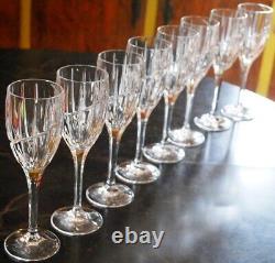 Vtg Set 10 MIKASA Cut Crystal'UPTOWN' Swirl Cut Wine Glasses 8 1/8 PRISTINE