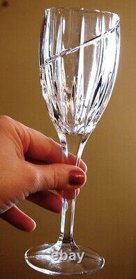 Vtg Set 10 MIKASA Cut Crystal'UPTOWN' Swirl Cut Wine Glasses 8 1/8 PRISTINE