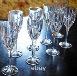 Vtg Set 10 MIKASA Cut Crystal'UPTOWN' Swirl Cut Wine Glasses 8 1/8 PRISTINE