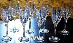 Vtg Set 10 MIKASA Cut Crystal'UPTOWN' Swirl Cut Wine Glasses 8 1/8 PRISTINE