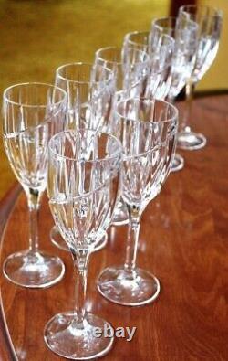 Vtg Set 10 MIKASA Cut Crystal'UPTOWN' Swirl Cut Wine Glasses 8 1/8 PRISTINE