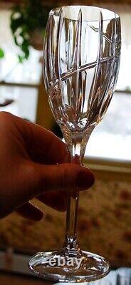 Vtg Set 10 MIKASA Cut Crystal'UPTOWN' Swirl Cut Wine Glasses 8 1/8 PRISTINE