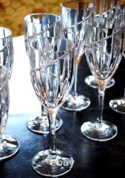 Vtg Set 10 MIKASA Cut Crystal'UPTOWN' Swirl Cut Wine Glasses 8 1/8 PRISTINE