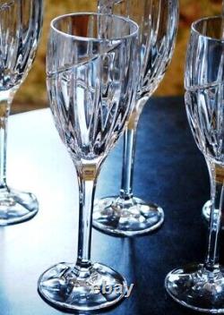 Vtg Set 10 MIKASA Cut Crystal'UPTOWN' Swirl Cut Wine Glasses 8 1/8 PRISTINE