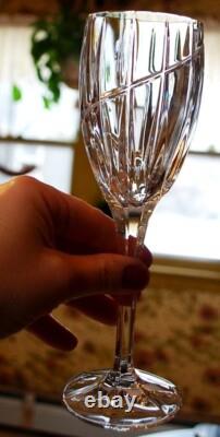 Vtg Set 10 MIKASA Cut Crystal'UPTOWN' Swirl Cut Wine Glasses 8 1/8 PRISTINE