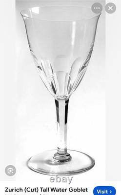 Vtg Set 4 BACCARAT CRYSTAL Zurich 7.5 Tall Footed Water /Wine Goblets/Glasses