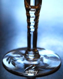 Vtg Set 5 MORGANTOWN Optic Wine/Cordial Glasses CUT FLORAL W CUT STEM & FOOT