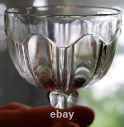 Vtg Set 6 ANCHOR HOCKING COLONIAL CLEAR Wine Glasses RIBBED ARCH W RAYED FOOT