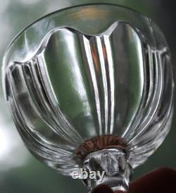 Vtg Set 6 ANCHOR HOCKING COLONIAL CLEAR Wine Glasses RIBBED ARCH W RAYED FOOT